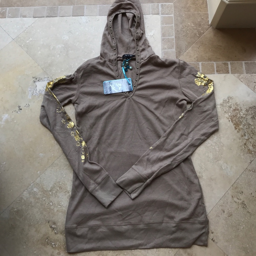 Maternity soft knit stretchy shirt with hood